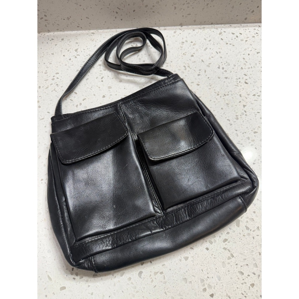 Hobo International Crossbody Bag Women Black  Leather Utility VTG Boho Gorpcore